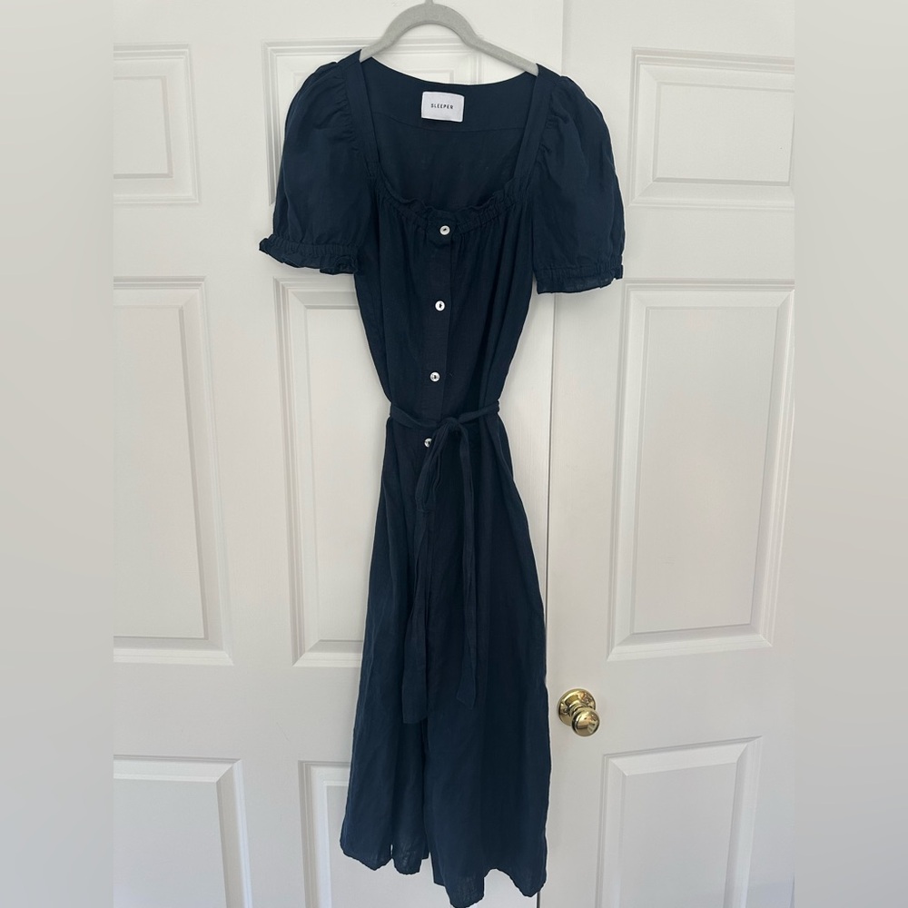 Sleeper Navy Blue linen dress